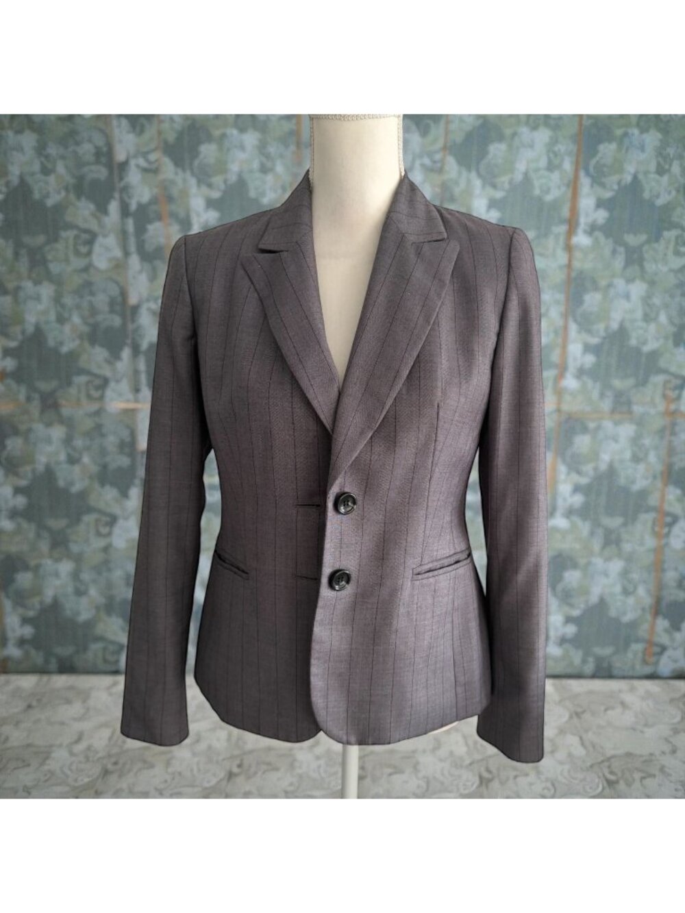 NINE WEST Gray Pinstriped Blazer Jacket Size US 2